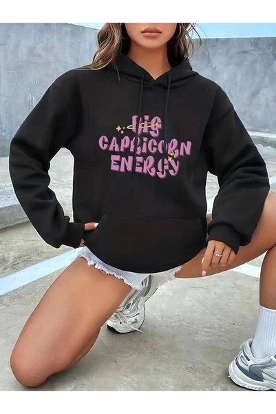 NOFLEN Unisex majica sa kapuljačom Big Energy Štampano Oversize kroj