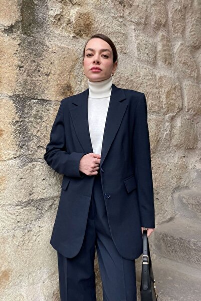 MAGARDE Blazer Jacket Fabric Set - NAVY BLUE