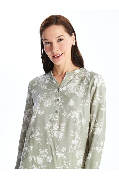 LC Waikiki Long Sleeve Floral Print Leakage Collar Women's Blouse
