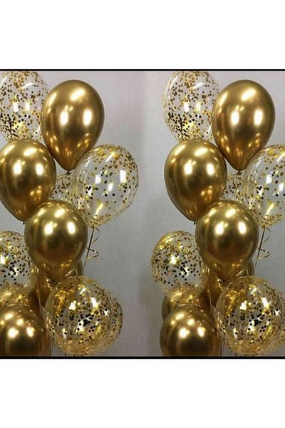 asöy Chrome Gold Balloon Gold Sequin Balloon