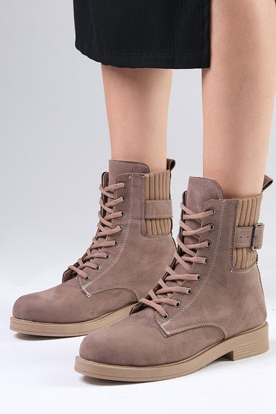 Mio Gusto Lyssa Mink Color Lace-Up Women's Oxford Boots