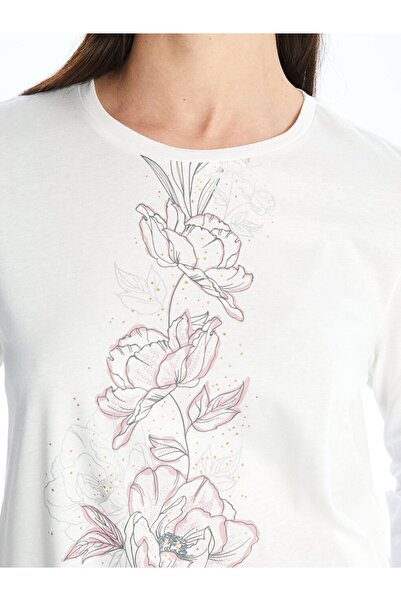 LC Waikiki Dámská halenka s dlouhým rukávem a výstřihem se vzorem