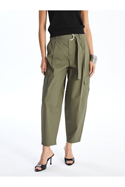 LC Waikiki Kényelmes öntött női tehernadrág övvel a derekán