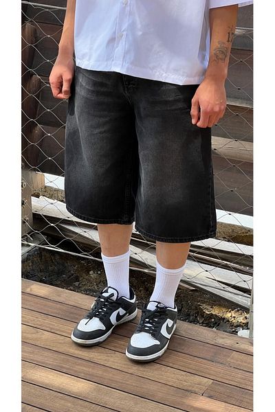 1blood Baggy Jean Shorts - Anthracite Washed
