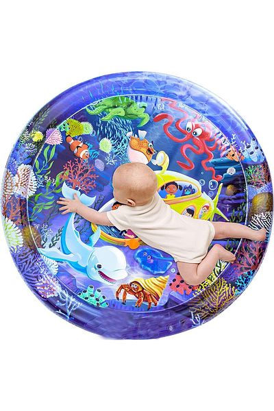 hitteknoloji 110 cm Oval Baby Water Mat - Tummy Time Round Toy