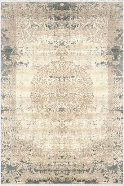 10 Post Online Beige Digital Printed - Non-Slip Round Oval Runner Hallway, Thin Washable Carpet