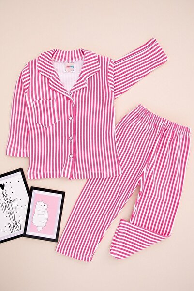 BEKA Пижама на райе с копчета отпред на 4-5-6 години