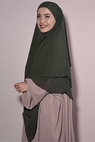 Ns nowascarf Souffle Three Layer Chiffon Ready-made Veil Hijab Shawl Khaki Green
