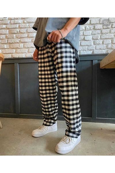 BİQ & TAQ BUTİK Φόρμα πιτζάμες Unisex με τετράγωνο σχέδιο Harajuku