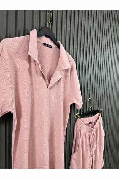 NO 601 Ανδρικό Σετ μπλουζάκι και σορτς με λαιμόκοψη σε χρώμα σομόν