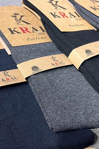 KRAL SOCKS 5 части летни пенирани памучни мъжки средно дълги чорапи, парфюмирани