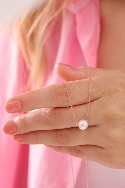 Bilsen Store 925 Ayar Gümüş Rose Kaplama Inci Kolye