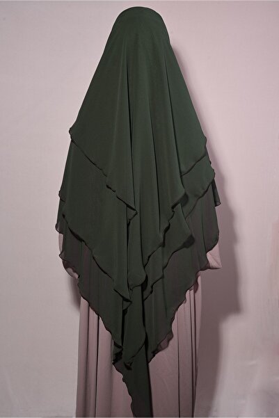 Ns nowascarf Souffle Three Layer Chiffon Ready-made Veil Hijab Shawl Khaki Green