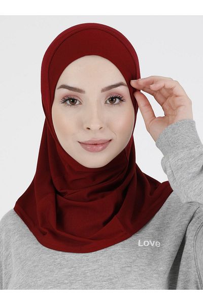Ecardin Athletic Comfortable Ready Plain Hijab - Sports Hanfendy Series, St 043 Claret Red