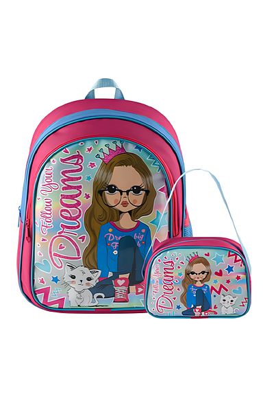 Mikro Primary School Backpack and Lunch Box - 2 Compartments