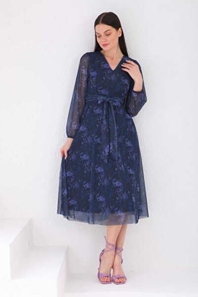 CİXAPLE Rochie din tul cu decolteu în V