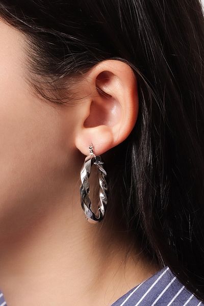Pikas Steel Earrings Silver Twirl Steel Earrings Non Tarnish Jewelry Accessory Steel Jewelry Steel Earrings