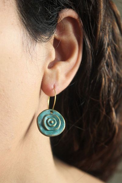 delay art Tiny Turtle Triple Authentic Ethnic Bohemian Turquoise Hoop Earrings Bijoux Jewelry
