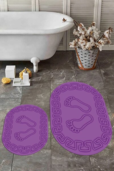 EY HOME Set de scaune pentru toaletă cu covor de baie oval dublu, lavabil dig...