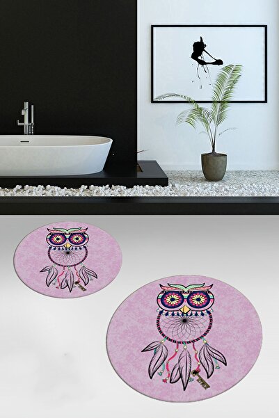 EY HOME Covor de baie dublu, lavabil, antiderapant, cu model de bufniță, set ...
