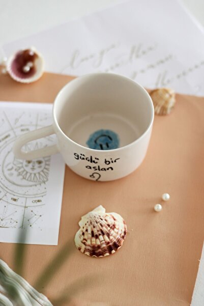 woness studio Ceramic Coffee Cup - Leo Sign Themed, Single Handmade Cup