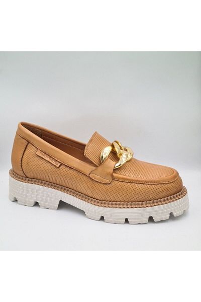 Mammamia D24Ya-3855 Tan Colored Genuine Leather Women's Casual Shoes