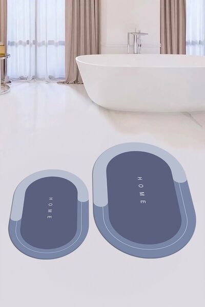 EY HOME Ψηφιακό με τύπωμα Αντιολισθητικό Σετ Τουαλέτας Μπάνιου με Διπλό Οβάλ Χαλάκι Μπάνιου που πλένεται