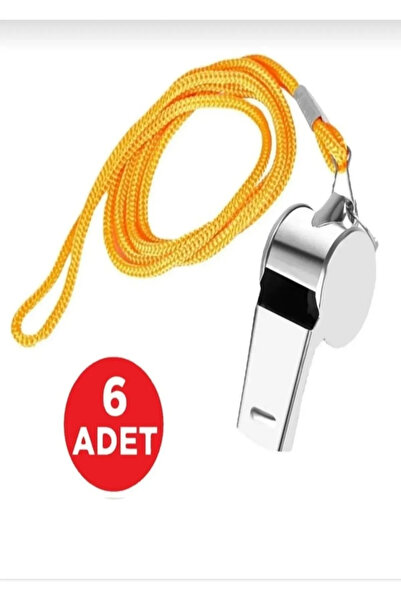 POINTTECH Kaliteli 6 Adet Sarı Ipli Paslanmaz Metal Deprem Düdüğü, Hakem, Can Kurtaran Düdük (6 ADET)