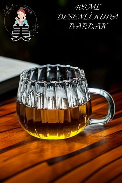 Modo Di Bellezza 400 ml Striped Borosilicate Mug Cup - Heat Resistant Tea and Coffee Cup