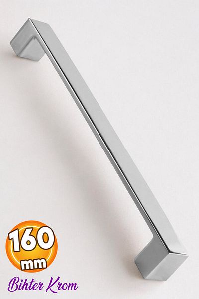 Badem10 Bihter Plain Chrome 160mm Metal Handles Kitchen Drawer Cabinet