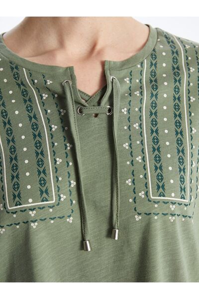 LC Waikiki Bağlamalı Yaka Desenli Kadın Bluz