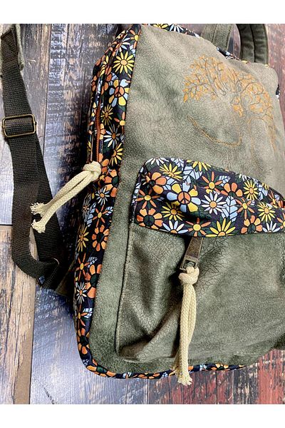 Street Bag Ethnic Tree of Life Embroidered Patterned Backpack - Waterproof, Daily Travel Use