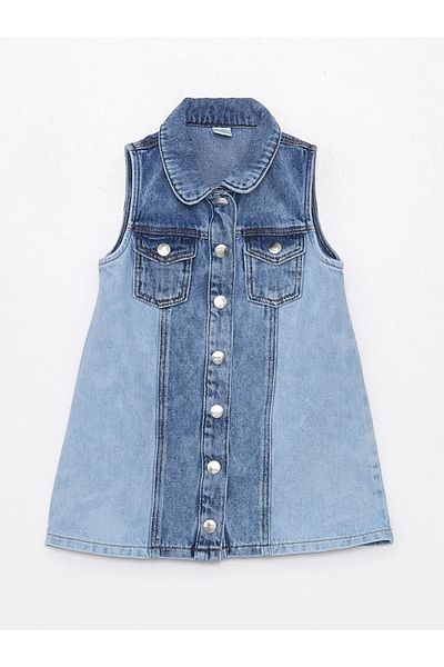 LC Waikiki LCW baby Shirt Collar Sleeveless Baby Girl Jean Dress