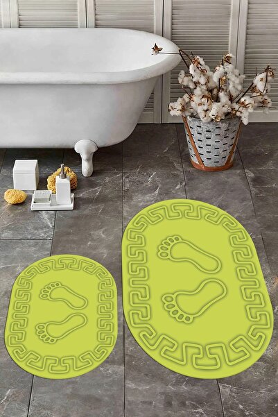 EY HOME Set de scaune pentru toaletă cu covor de baie oval dublu, lavabil dig...