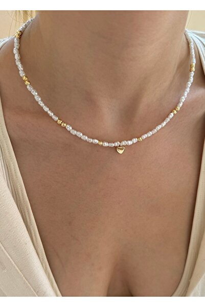 takıtarzım قلادة نسائية على شكل قلب شبه منحرف من اللؤلؤ