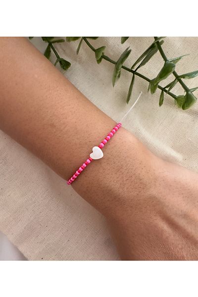 Atelier Çağla White Red Pink Heart Bracelet