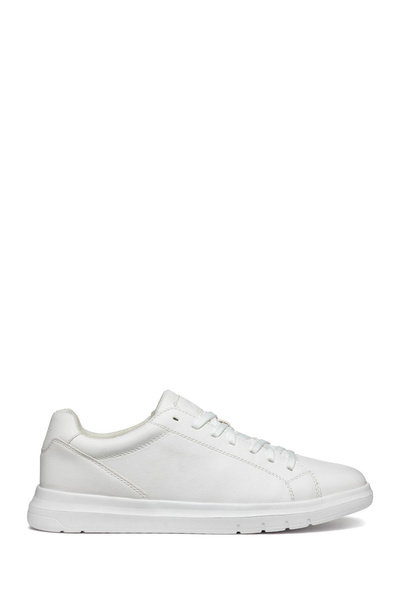 Geox White Spherica Casual Sneaker - Men's, Lace-up, Leather U45b3a000bcc1000