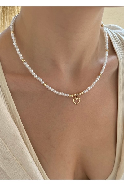 takıtarzım Kalp içi boş yamuk inci kadın kolye