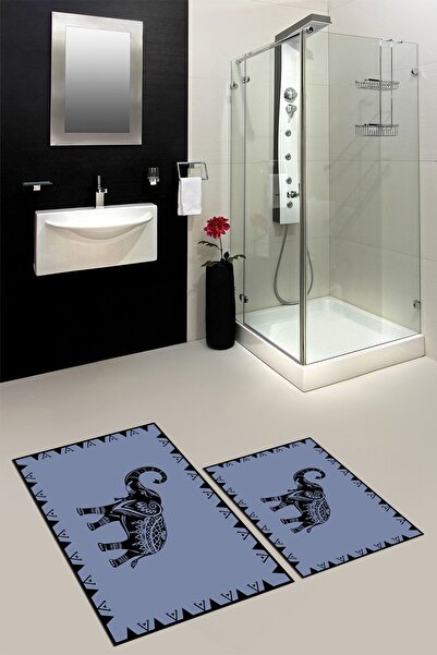 EY HOME Печатен, измиваем, противоплъзгащ комплект за тоалетна с двойна баня ...