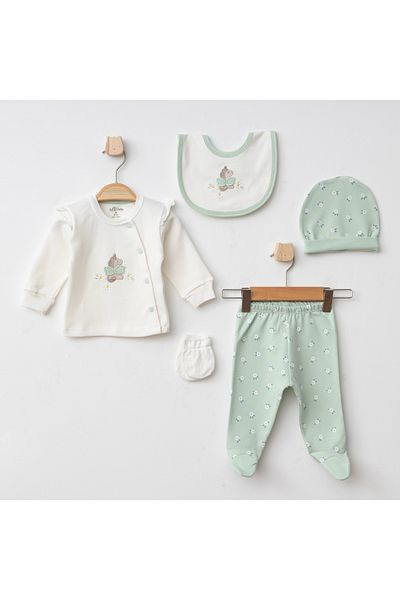 Aziz Bebe 5-Piece Daisy Patterned Baby Bodysuit Set - Hospital Exit