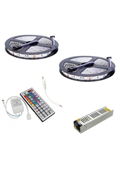 Asled Şerit Led Rgb 10 Metre 44 Tuş Kumanda 5 Amper Adaptrör 5050 3 Çip