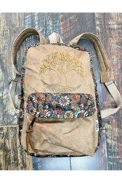 Street Bag Σακίδιο πλάτης με έθνικ σχέδιο κεντημένο Tree of Life - Αδιάβροχο καθημερινό ταξίδι