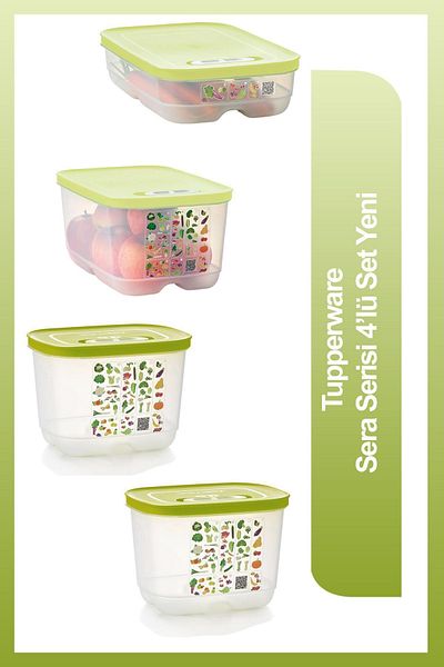 Tupperware Greenhouse New Set - 4-Piece Lime and Yellow Lid