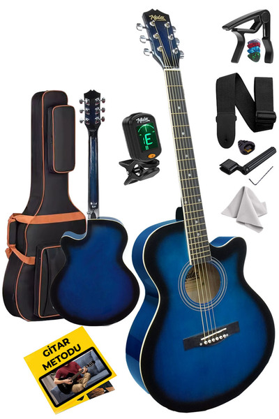Midex Xc-200bl Kaliteli Akustik Gitar Seti 40 Inç 4/4 Yetişkin full set