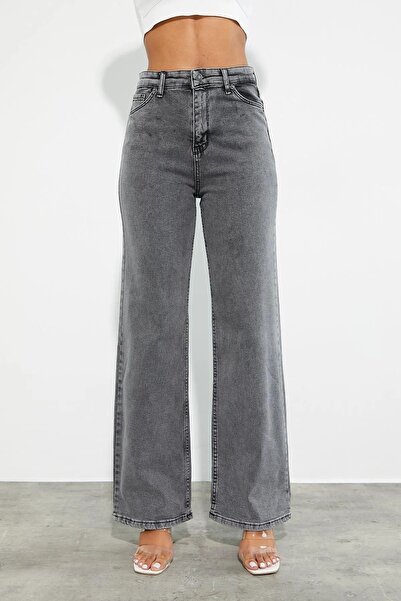 mooishan Füme Jeans - Γυναικείο τζιν παντελόνι με φαρδιά μπατζάκια τύπου Pala...