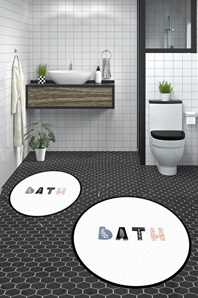 EY HOME Ψηφιακό πλενόμενο αντιολισθητικό πολύχρωμο σετ μπάνιου με διπλό στρογ...