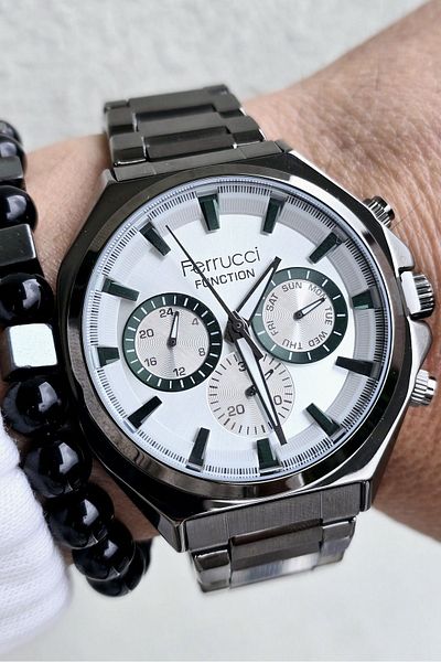 Ferrucci Men's Watch - 2 Years Warranty, 3 Atm Waterproof, Steel Band, Bracelet Gift