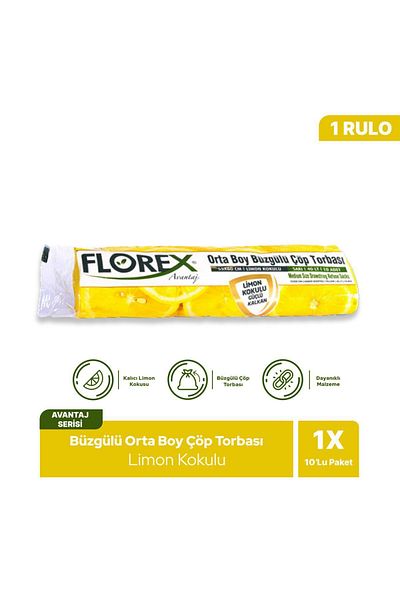 Florex Lemon Scented Advantage Series Medium Size Drawstring Garbage Bag - X 1 Roll