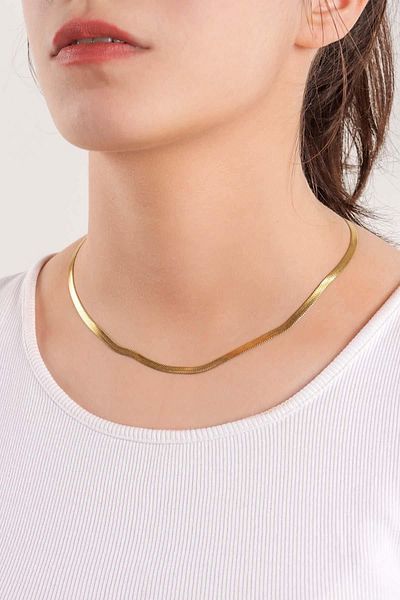 Pikas Women's High Quality Steel Classic Gold Italian Necklace Chain, Non-Tarnish Italian Necklace 45 cm