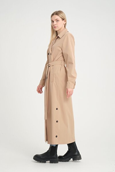 Soydan Güner Astarsız Tam Boy Yazlık Trençkot Bej (137 CM) 3800